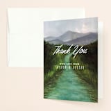 "Adventure Begins" - Wedding Thank You Cards in Forest by Elly - Front