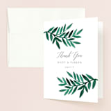"Painted Greenery" - Wedding Thank You Cards in Evergreen by Katharine Watson - Front