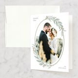 "Modern Wreath" - Wedding Thank You Cards in Sage by Hooray Creative - Front