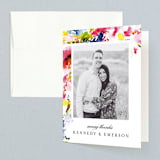 "Technicolor Flora" - Wedding Thank You Cards in Poppy by Angela Marzuki - Front