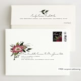 "Midnight Botanicals" - Wedding Thank You Cards in Cranberry by Susan Moyal - FREE Recipient Addressing