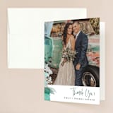 "Feathery Painted" - Wedding Thank You Cards in Teal by Erika Firm - Front