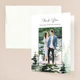 "Evergreens Watercolor" - Wedding Thank You Cards in Forest by Yao Cheng Design - Front