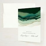 "Flow" - Wedding Thank You Cards in Emerald by Three Kisses Studio - Front