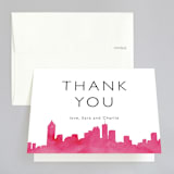 "Skyline Atlanta" - Wedding Thank You Cards in Magenta by Laura Condouris - Front