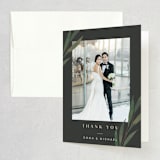 "Modern Leaves" - Wedding Thank You Cards in Smoked by Shannon Chen of Four Wet Feet Studio - Front