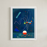 "Five O'Clock Somewhere (edition of 5)" - Rare Edition Art Print in Navy by Keren Toledano - Framed