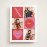 "XO Blocks" - Valentine's Day Cards in Strawberry by Maria Alou - Front
