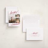 "Tri-photo Happy Holidays" - Valentine's Day Cards in Rose by Elsa Duncan - Assembled