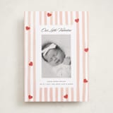 "Stripes and Hearts" - Valentine's Day Cards in Blush by Teju Reval - Front