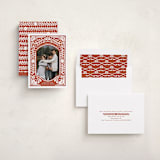 "Scandinavian Heart Block Print" - Valentine's Day Cards in Rust by Shiny Penny Studio - Assembled