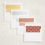 "Scandinavian Heart Block Print" - Valentine's Day Cards in Rust by Shiny Penny Studio - Envelope Liner Options
