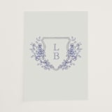 "watercolor flowers crest" - Vellum Overlays in Dusty Blue by Cass Loh - Vellum Overlay