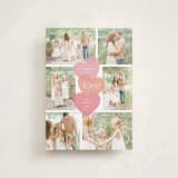 "Stacked Hearts" - Valentine's Day Cards in Watermelon by Jill Means - Front