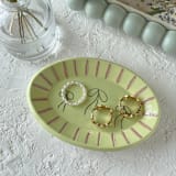 "Light Green Bow Oval Trinket Dish" - Vanity Trays and Dishes in green by Quiet Clementine