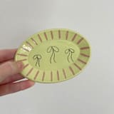 "Light Green Bow Oval Trinket Dish" - Vanity Trays and Dishes in green by Quiet Clementine