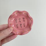"Pink Floral Ruffle Trinket Dish" - Vanity Trays and Dishes in pink by Quiet Clementine