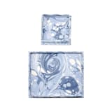 "Nesting Scalloped Hand-Marbled Trays in Ocean Wave - Set of 2" - Vanity Trays and Dishes in blue by Inner Child