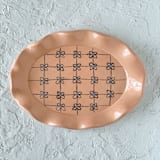 "Floral Oval Ruffle Trinket Dish" - Vanity Trays and Dishes in orange by Quiet Clementine