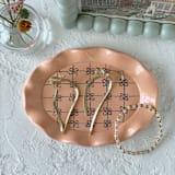 "Floral Oval Ruffle Trinket Dish" - Vanity Trays and Dishes in orange by Quiet Clementine