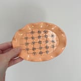 "Floral Oval Ruffle Trinket Dish" - Vanity Trays and Dishes in orange by Quiet Clementine