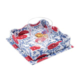 "Trinket Cocktail Napkin Tray in Araminta Blockprint" - Vanity Trays and Dishes in red by Michelle Pham