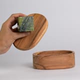 "Elegant Oval Jewel Box with Gemstone Handle" - Vanity Trays and Dishes in green by Powered By People