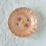 "Peach Floral Round Trinket Dish" - Vanity Trays and Dishes in orange by Quiet Clementine