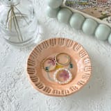 "Peach Floral Round Trinket Dish" - Vanity Trays and Dishes in orange by Quiet Clementine