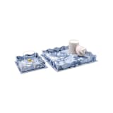 "Nesting Scalloped Hand-Marbled Trays in Ocean Wave - Large" - Vanity Trays and Dishes in blue by Inner Child