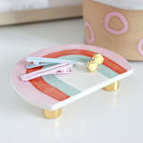 "Gold Footed Rainbow Trinket Stand" - Vanity Trays and Dishes in multicolorassorted-colors by Quiet Clementine