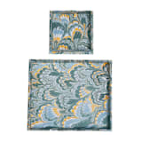 "Nesting Scalloped Hand-Marbled Trays in Golden Blue - Large" - Vanity Trays and Dishes in blue by Inner Child