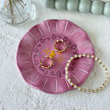 "Floral Stars Ruffle Trinket Dish" - Vanity Trays and Dishes in pink by Quiet Clementine