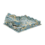 "Nesting Scalloped Hand-Marbled Trays in Blue - Set of 2" - Vanity Trays and Dishes in blue by Inner Child