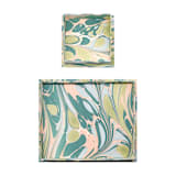 "Nesting Scalloped Hand-Marbled Trays in Green and Pink - Set of 2" - Vanity Trays and Dishes in green by Michelle Pham