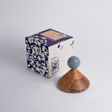 "Elegant Cone-Shaped Jewel Box with Blue Angelite Handle" - Vanity Trays and Dishes in blue by Powered By People
