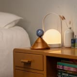 "Elegant Cone-Shaped Jewel Box with Blue Angelite Handle" - Vanity Trays and Dishes in blue by Powered By People