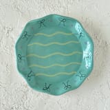 "Jade Green Bow Ruffle Trinket Dish" - Vanity Trays and Dishes in green by Quiet Clementine