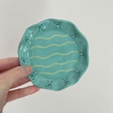 "Jade Green Bow Ruffle Trinket Dish" - Vanity Trays and Dishes in green by Quiet Clementine