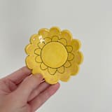 "Yellow Flower Trinket Dish" - Vanity Trays and Dishes in yellow by Quiet Clementine