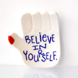 "Believe in Yourself Ceramic Tray" - Vanity Trays and Dishes in white by Carrie ONeal