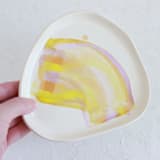 "Chartreuse Abstract Organic Trinket Dish" - Vanity Trays and Dishes in multicolor by Quiet Clementine