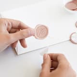 "Save the Date in Champagne | Steph B. and Co. x Artisaire (pack of 25)" - Wax Seals, Pack of 25 in champagne by Minted - Adhesive Backer