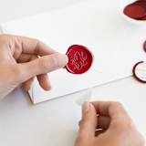 "Olive Wreath in Red | Maurelle Calligraphy x Artisaire (pack of 25)" - Wax Seals, Pack of 25 in Sangria by Minted - Adhesive Backer