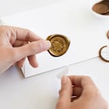 "Holiday Wreath in Gold (pack of 25)" - Wax Seals, Pack of 25 in Antique Gold by Melanie Kosuge - Adhesive Backer