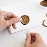 "Sleigh Wax Seal in Gold (pack of 25)" - Wax Seals, Pack of 25 in Antique Gold by Melissa Egan of Pistols - Adhesive Backer