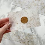"Faux Gold Floral Vellum Belly Band for Wedding Invitaitons 3"(25 pack)" - Belly Bands in clear by Carley Zuercher