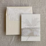 "Palm leaf taupe brown belly band for 5x7 card | pack of 10" - Belly Bands in beige by Ivory Invitations