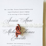 "Leather Peony Invitation Charm, Set of 50" - Belly Bands in brown by Left Grain