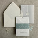 "grace floral dusty sage belly band for 5x7 card | pack of 10" - Belly Bands in green by Ivory Invitations